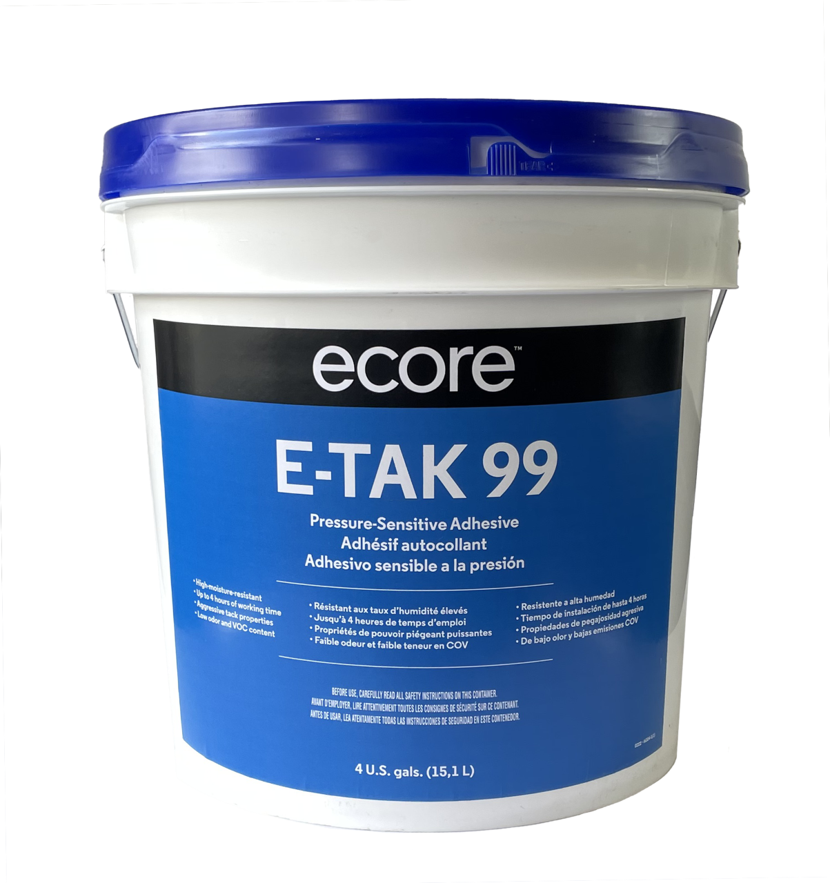 E-TAK 99 is a premium, pressure sensitive, multi-flooring adhesive and plasticizer migration blocker offered by Ecore